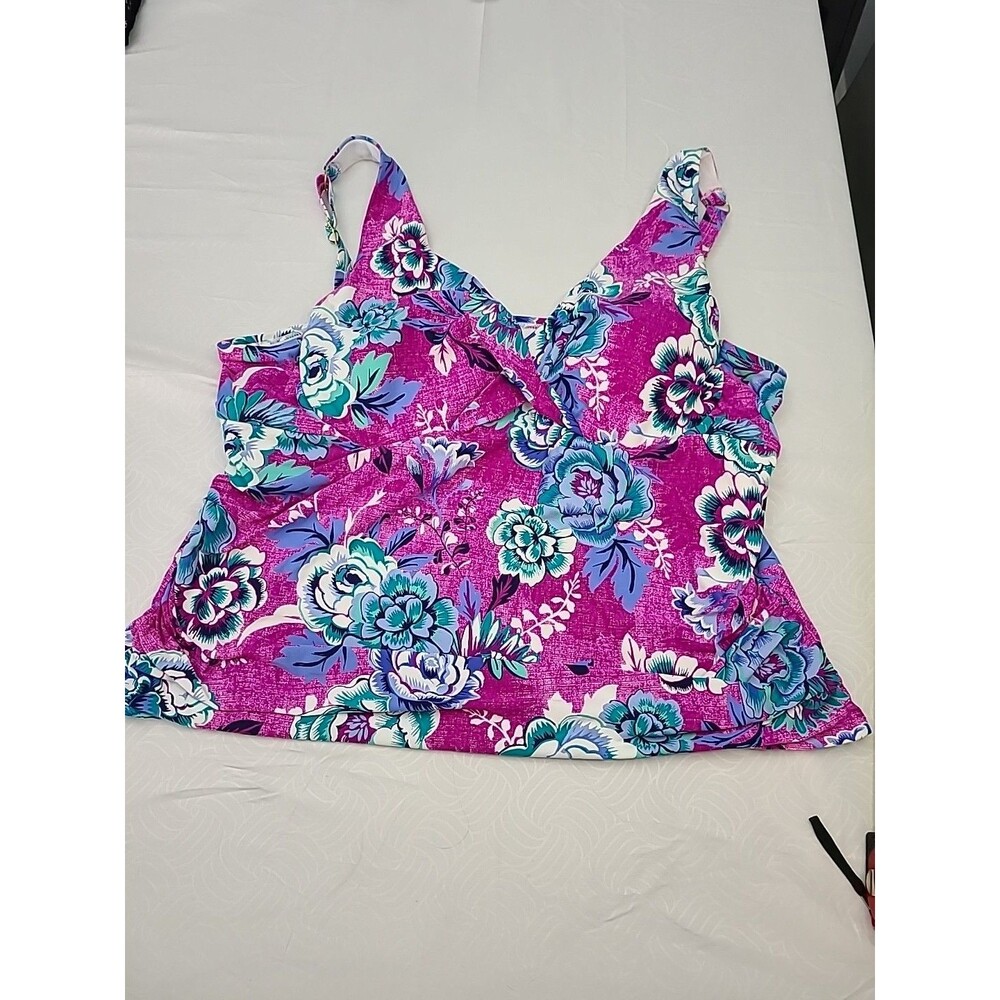 APT.9  Tankini Swim Top Women's Plus 3X Floral Print Adjustable Straps